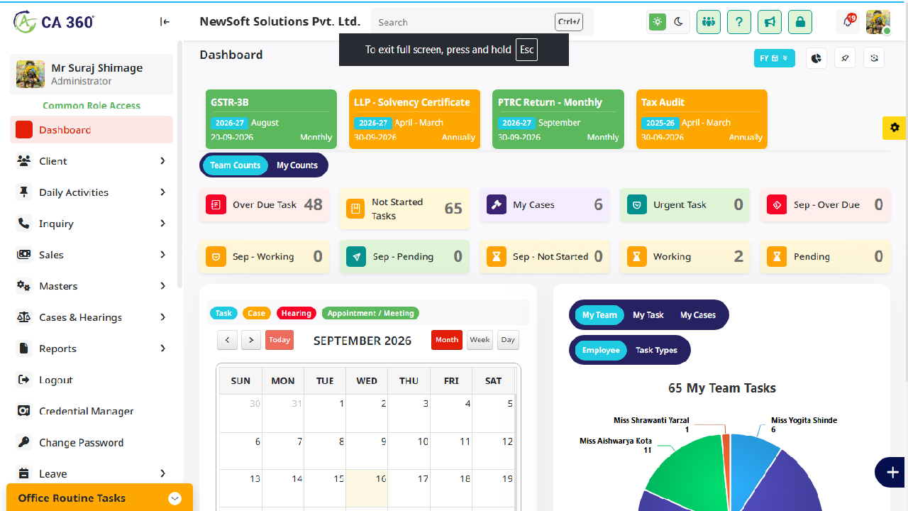 CA360 System Dashboard